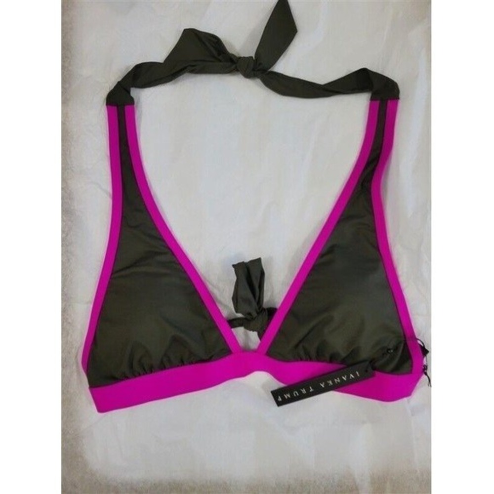 NWOT Ivanka Trump Olives Of Plenty S Green Triangle Halter Bikini Swim Top 99684